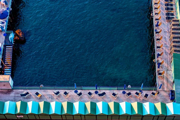 Beach Huts Jetty Port Sorrento Naples Campania Italy — Stock Photo, Image