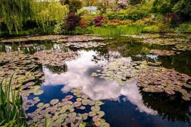 GIVERNY, FRANCE, 21 Mayıs 2015: Empresyonist bahçeler ve Claude Monet göletleri Giverny, Normandiya, Fransa