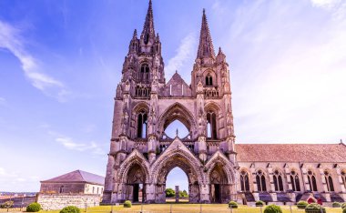 SOISSONS, FRANCE, 14 AĞUSTOS 2016: Saint Jean des vignes Abbey, 14 Ağustos 2016, Soissons, Aisne, Fransa