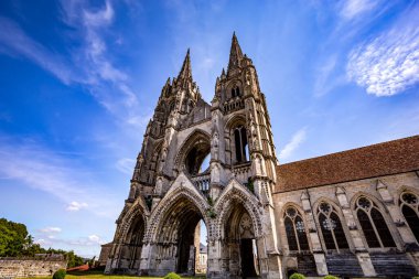 SOISSONS, FRANCE, 14 AĞUSTOS 2016: Saint Jean des vignes Abbey, 14 Ağustos 2016, Soissons, Aisne, Fransa