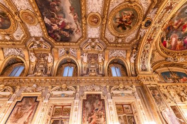 PARIS, FRANCE, 20 EYLÜL 2025: Fransız Cumhuriyeti Senatosu 'nun iç mimari ve mimari dekorları, parlamento binası