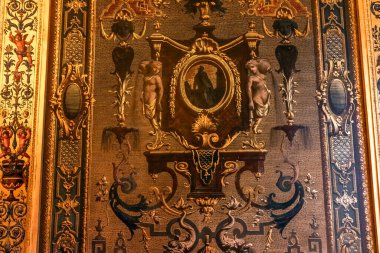 PARIS, FRANCE, 20 EYLÜL 2025: Fransız Cumhuriyeti Senatosu 'nun iç mimari ve mimari dekorları, parlamento binası