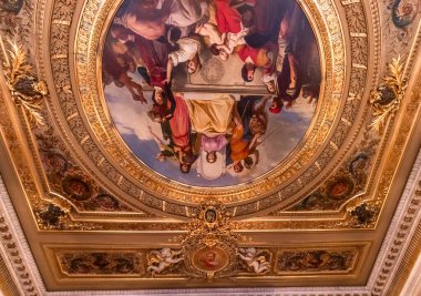 PARIS, FRANCE, 20 EYLÜL 2025: Fransız Cumhuriyeti Senatosu 'nun iç mimari ve mimari dekorları, parlamento binası