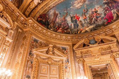 PARIS, FRANCE, 20 EYLÜL 2025: Fransız Cumhuriyeti Senatosu 'nun iç mimari ve mimari dekorları, parlamento binası