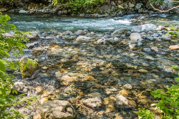 Agua Clara Revela Aguas Poco Profundas Rocosas Denny Creek Estado — Foto de Stock