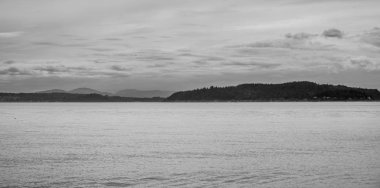 Washington eyaletinde Puget Sound basit bir siyah beyaz görünümü.