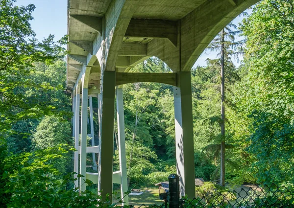 Otoyol brridge tuzlu su State Park Washington eyaletinde üzerinden altında görünümü.