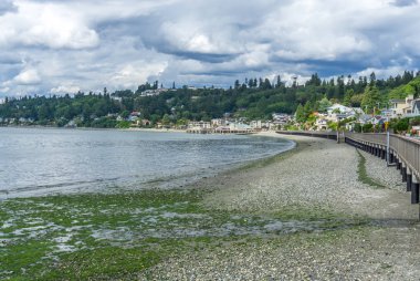 A view of the shoreline of Redondo Beach, Washington. clipart