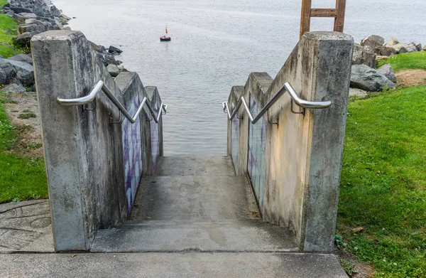 This stairway seems to go right into the Puget Sound in Ruston, Washington.