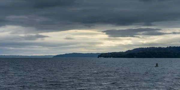 Sombres Nuages Orageux Planent Dessus Puget Sound Des Moines Washington — Photo