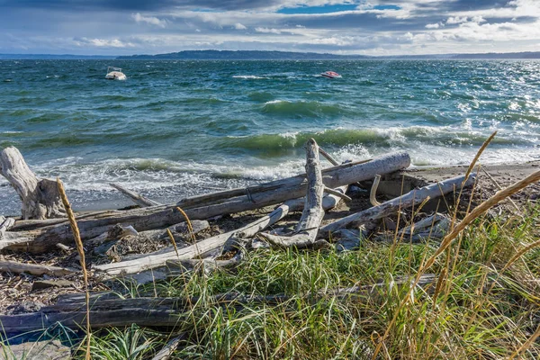 Dva Čluny Bob Rozbouřené Vodě Puget Sound Umístění Normandie Park — Stock fotografie