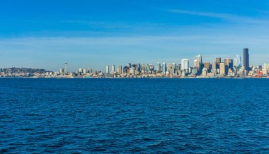 Seattle, Washington şehir merkezindeki binaların bir görünüm.
