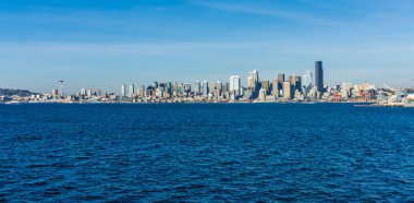 Seattle, Washington şehir merkezindeki binaların bir görünüm.