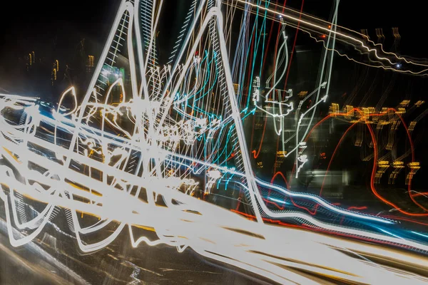 Tiro Abstrato Luzes Carro Movimento Uma Velocidade Obturador Lento Com — Fotografia de Stock