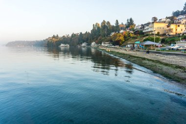 Sonbaharda kıyı çizgi nokta, Washington bir görünümünü.