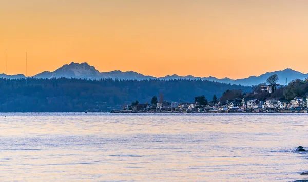 Burien Washington Ağaç Noktasında Waterfront Evlerin Bir Görünüm — Stok fotoğraf
