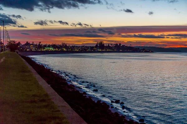 Céu Rico Cores Enquanto Sol Põe Alki Beach Oeste Seattle — Fotografia de Stock