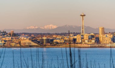 Seattle manzarası ve Elliott Bay bir görünüm.