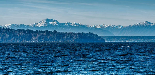 Blick Auf Den Olympischen Gebirgszug Erweckt Den Puget Sound — Stockfoto