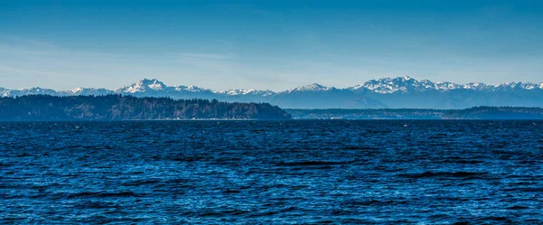 Una Vista Cordillera Olímpica Través Del Puget Sound — Foto de Stock