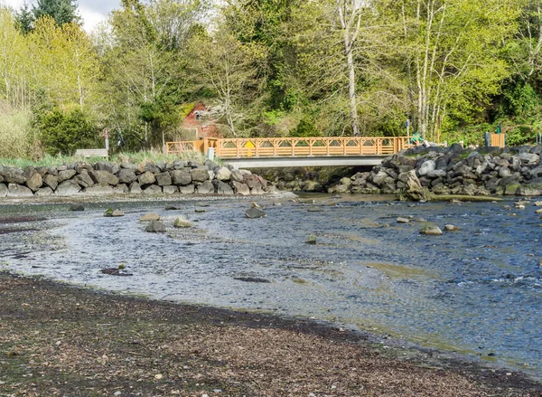 Brücke und Bachlandschaft — Stockfoto