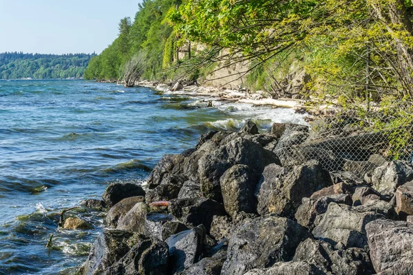 Rocky Partvonal Közelében Des Moines Washington — Stock Fotó