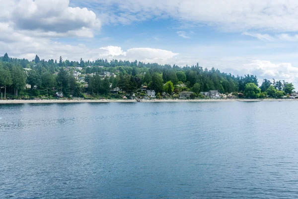 Une Vue Sur Rivage Seattle Depuis Ferry — Photo