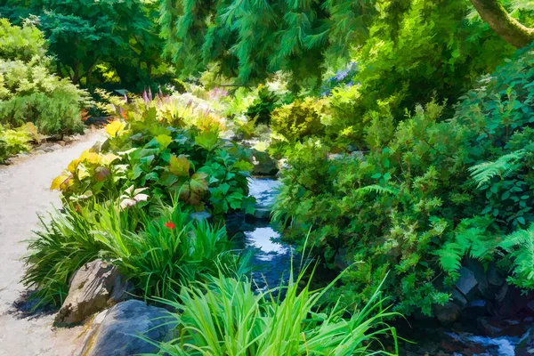 Una Ilustración Jardín Botánico Noroeste Del Pacífico — Foto de Stock