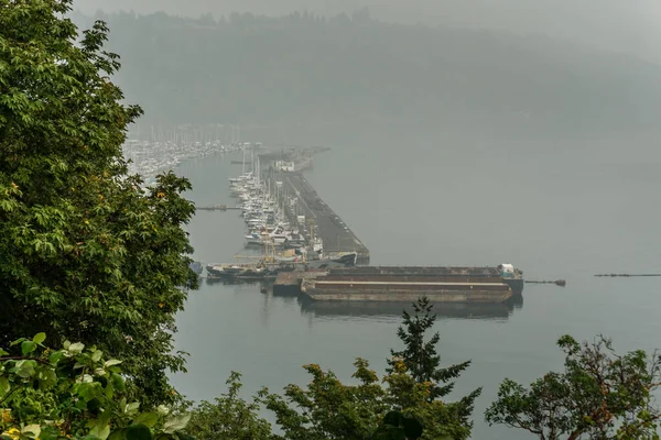Smoke Wildfires Blankets Port Tacoma — Stock Photo, Image