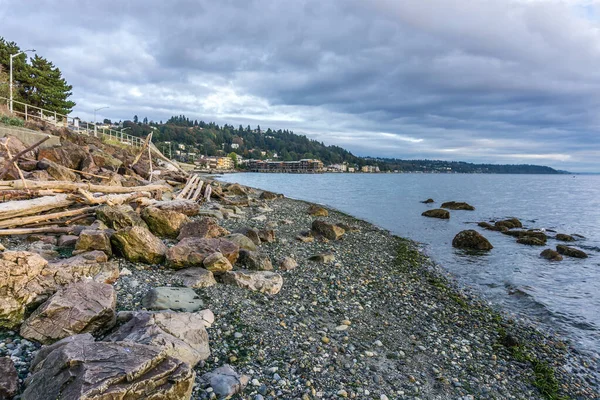 Rocas Bordean Costa West Seattle Washington —  Fotos de Stock