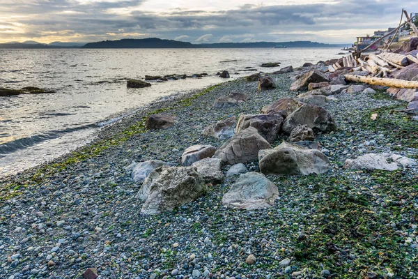 Rocks Garis Pantai Seattle Barat Washington — Stok Foto