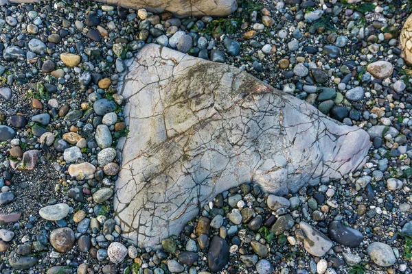 Blick Auf Große Rissige Felsen Der Küste West Seattle Washington — Stockfoto