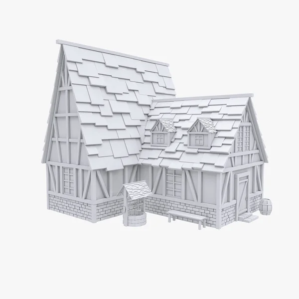 Casa Medieval Estilizada Arquitetura Tudor Ilustração — Fotografia de Stock