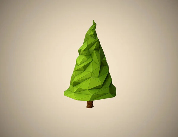 Low poly Christmas tree. 3D illustration