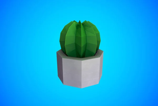 Low poly cactus. 3D illustration