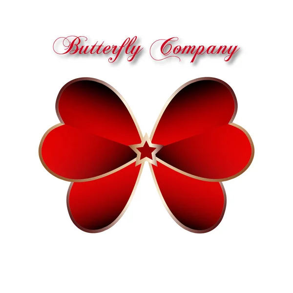 Mariposa abstracta Diseño de la empresa Logo, Corazón Rojo — Archivo Imágenes Vectoriales