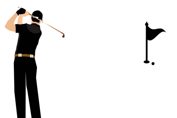 Jugador de golf atrás, Golfista Masculino, Hombre de deporte jugando al golf, Nob — Vector de stock