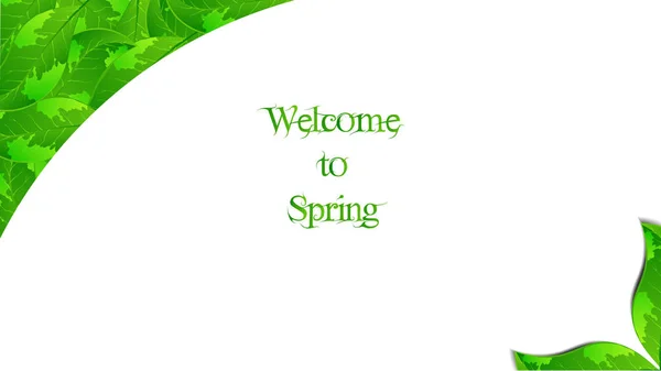 Leaves background in concept spring welcome to spring — Stock Vector