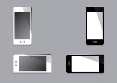 Akıllı telefon simgesi, Gerçekçi cep telefonu siyah beyaz izole 