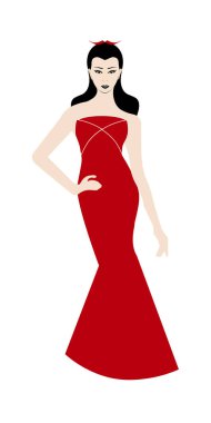 Balo elbisesi ile seksi Çinli bayan, Kırmızı Lady