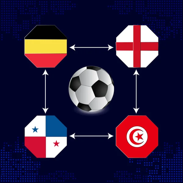 Icône de football avec équipe drapeau international fond bleu foncé — Image vectorielle
