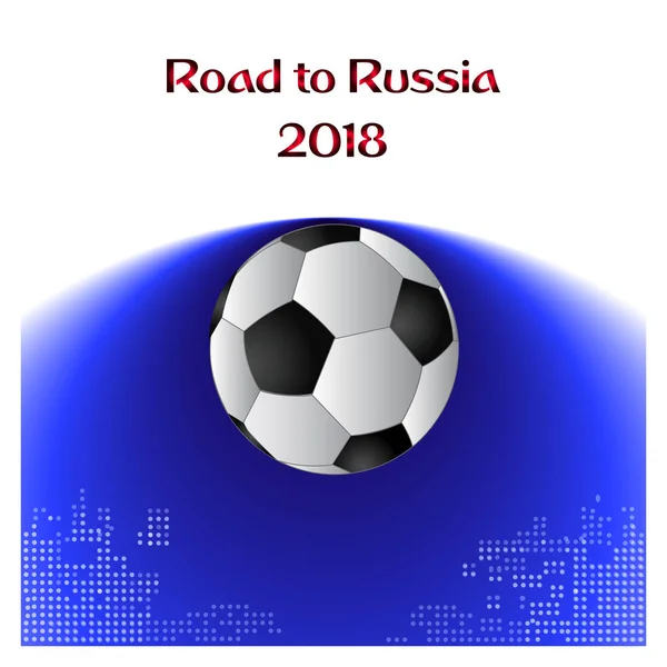 Coupe du monde de football Russie 2018, Route de la Russie en backgroun bleu — Image vectorielle
