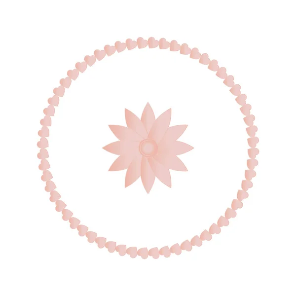 Couronne de coeur en forme de cercle autour de la fleur — Image vectorielle