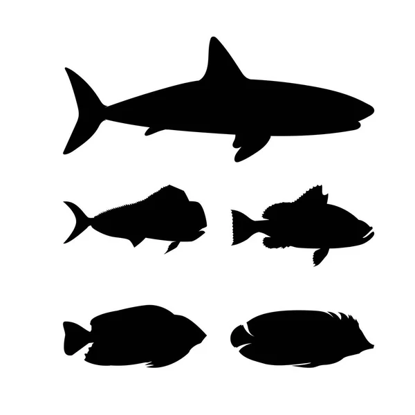 Fische - tierische Silhouette flaches Symbol — Stockvektor