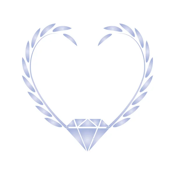 Στεφάνι με σχήμα καρδιάς και διαμάντι — Διανυσματικό Αρχείο