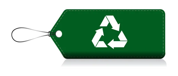 Recycling-Symbol im grünen Etikett — Stockvektor