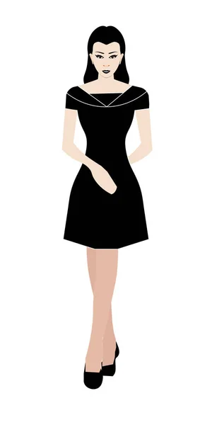 Рабочая женщина с коротким платьем, уверенная дама в черном платье — стоковый вектор