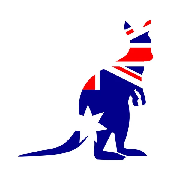Австралийский кенгуру с флагом — стоковый вектор