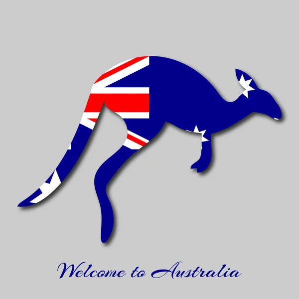 Австралийский флаг в форме кенгуру, приглашение в путешествие — стоковый вектор