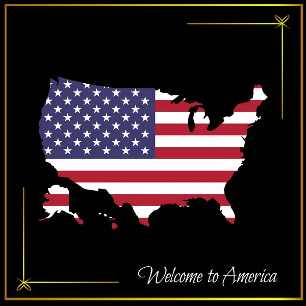 Hintergrundkarte der Vereinigten Staaten von Amerika mit Fahneneinband — Stockvektor